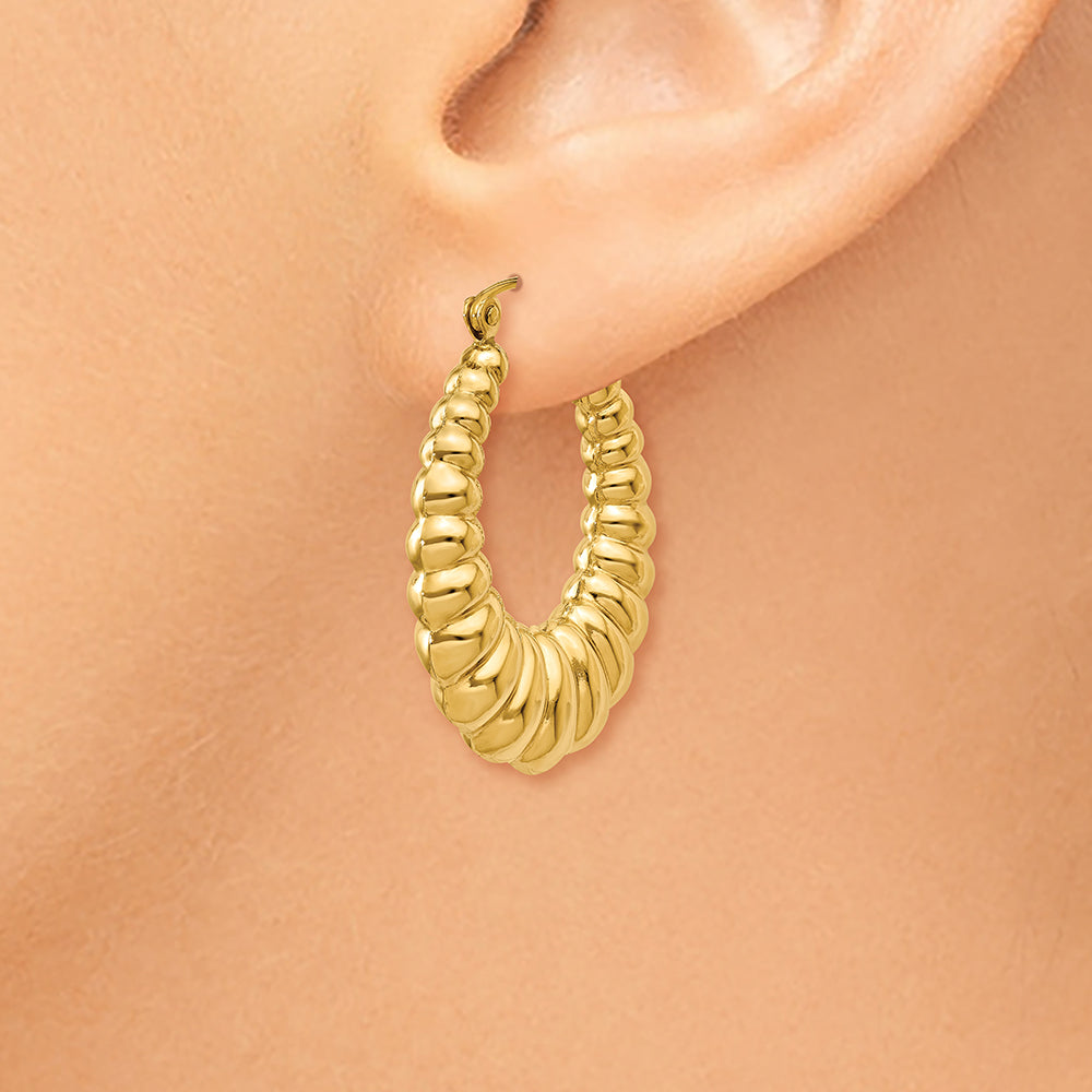 14k Polished Scalloped Hoop Earrings