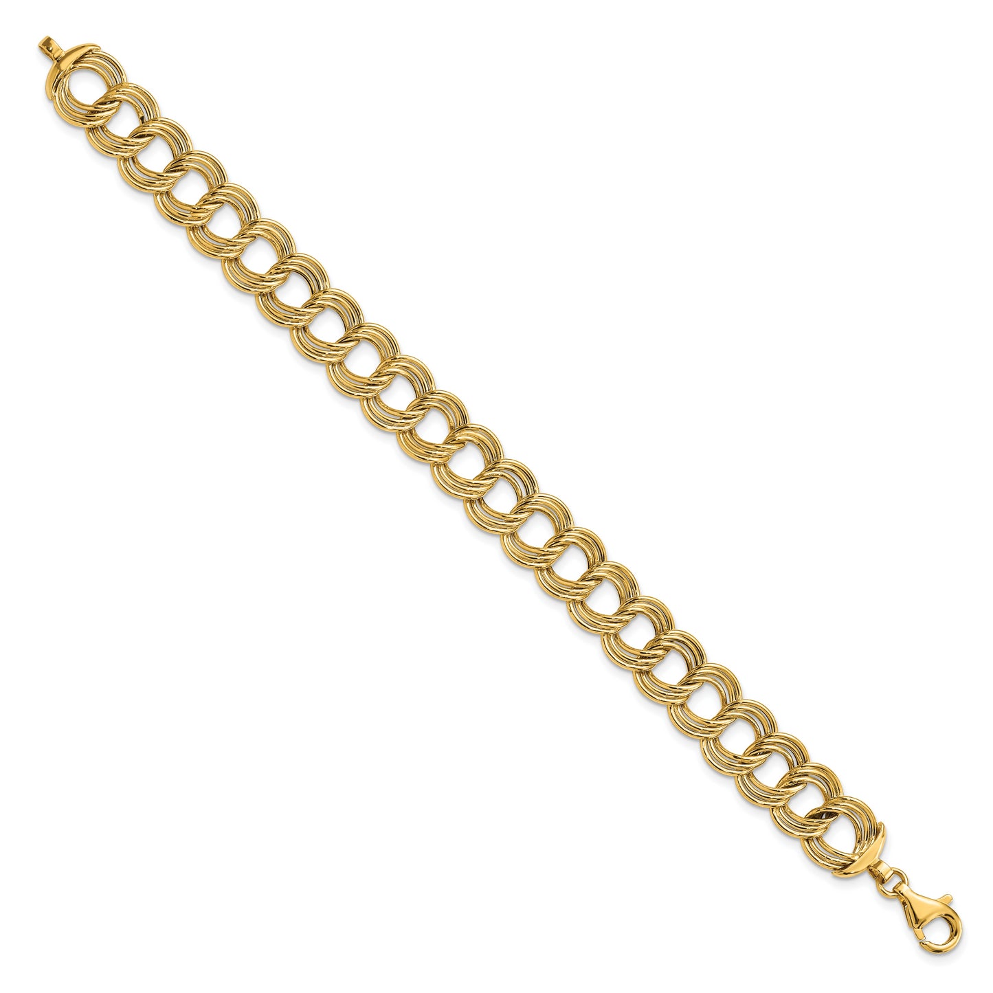 14K Polished Fancy Triple Link Bracelet