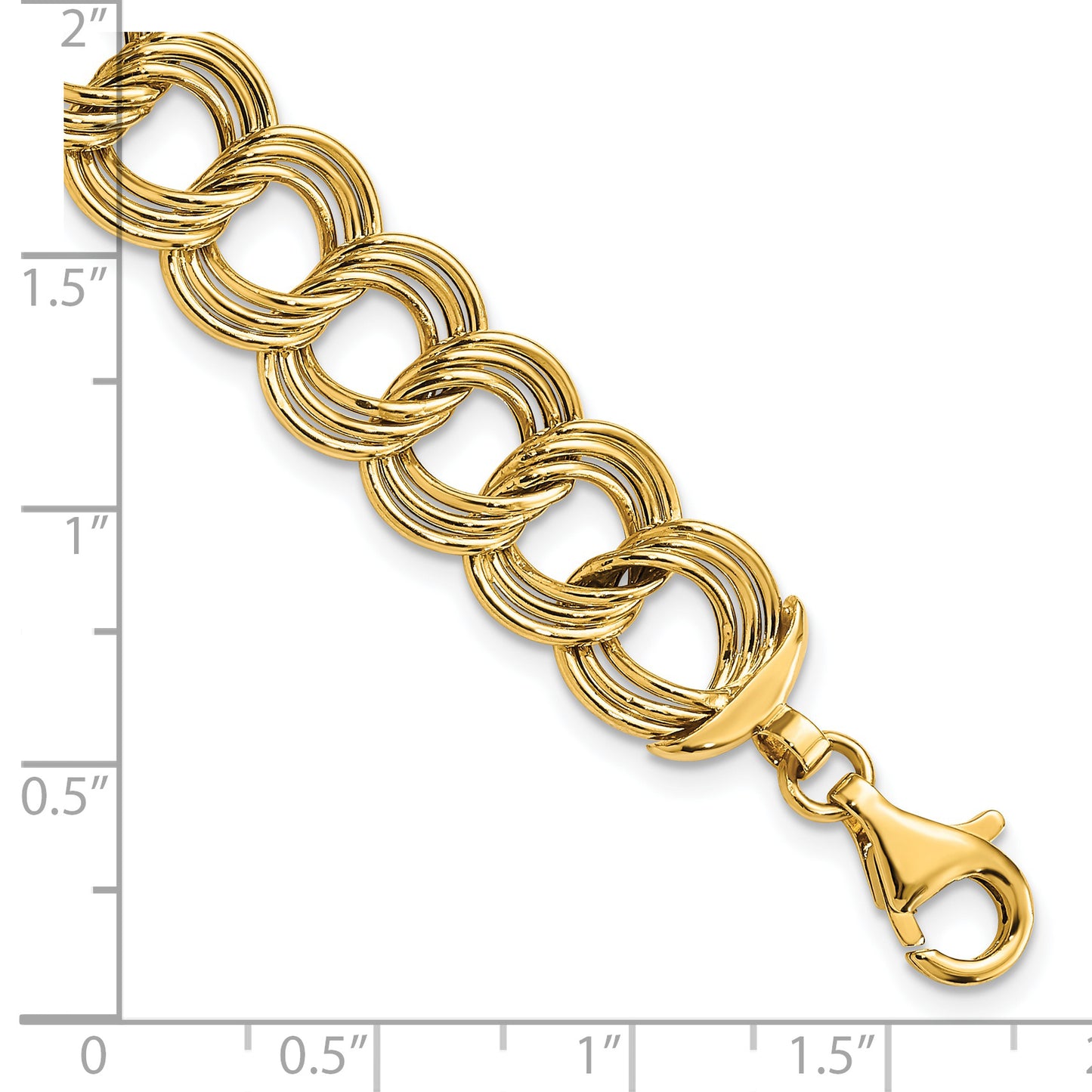 14K Polished Fancy Triple Link Bracelet