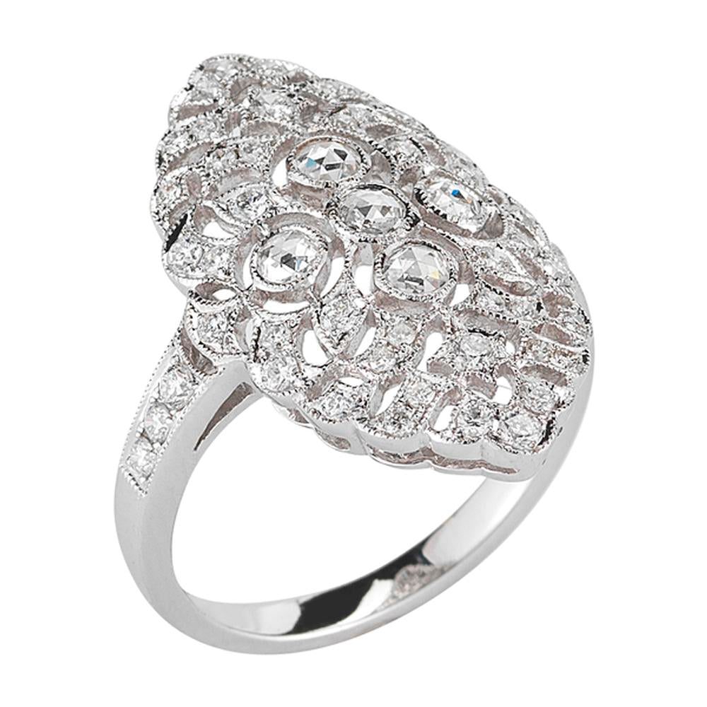 Marquise Shape Diamond Ring with Rose Cuts