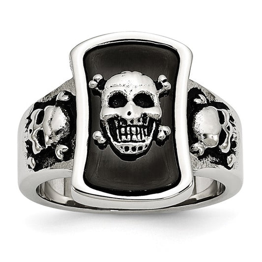 Stainless Steel Black Skull Ring