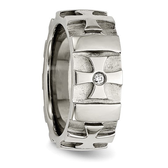 Stainless Steel Diamond Cross Band