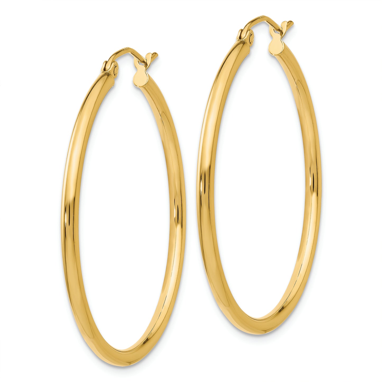 14k Polished 2x35mm Tube Hoop Earrings