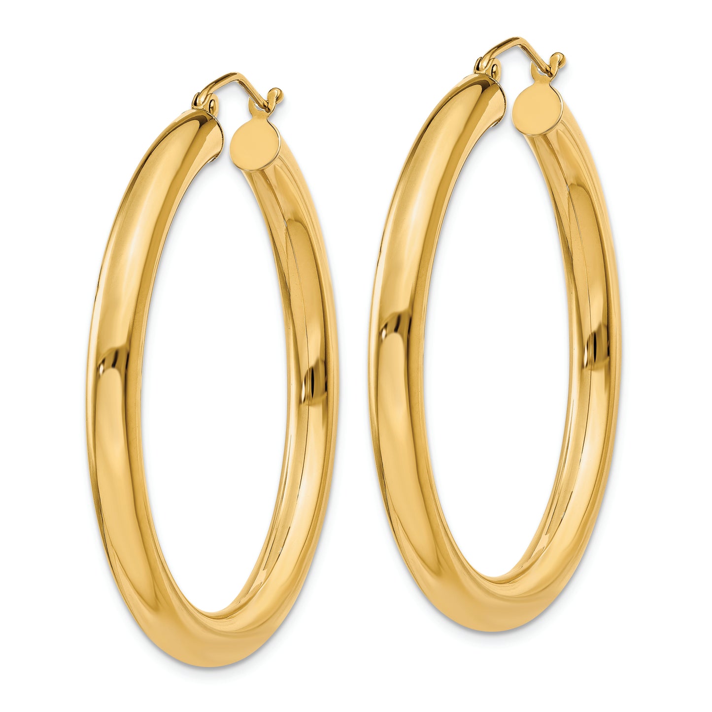 14K Polished 4mm Lightweight Tube Hoop Earrings