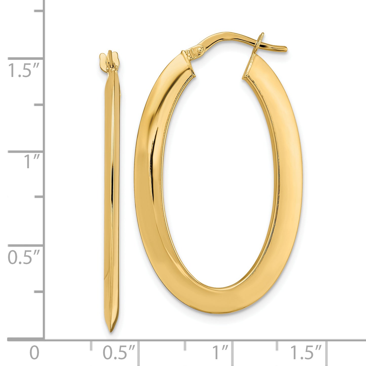 14K Polished Oval Hoop Earrings