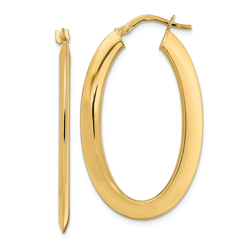 14K Polished Oval Hoop Earrings