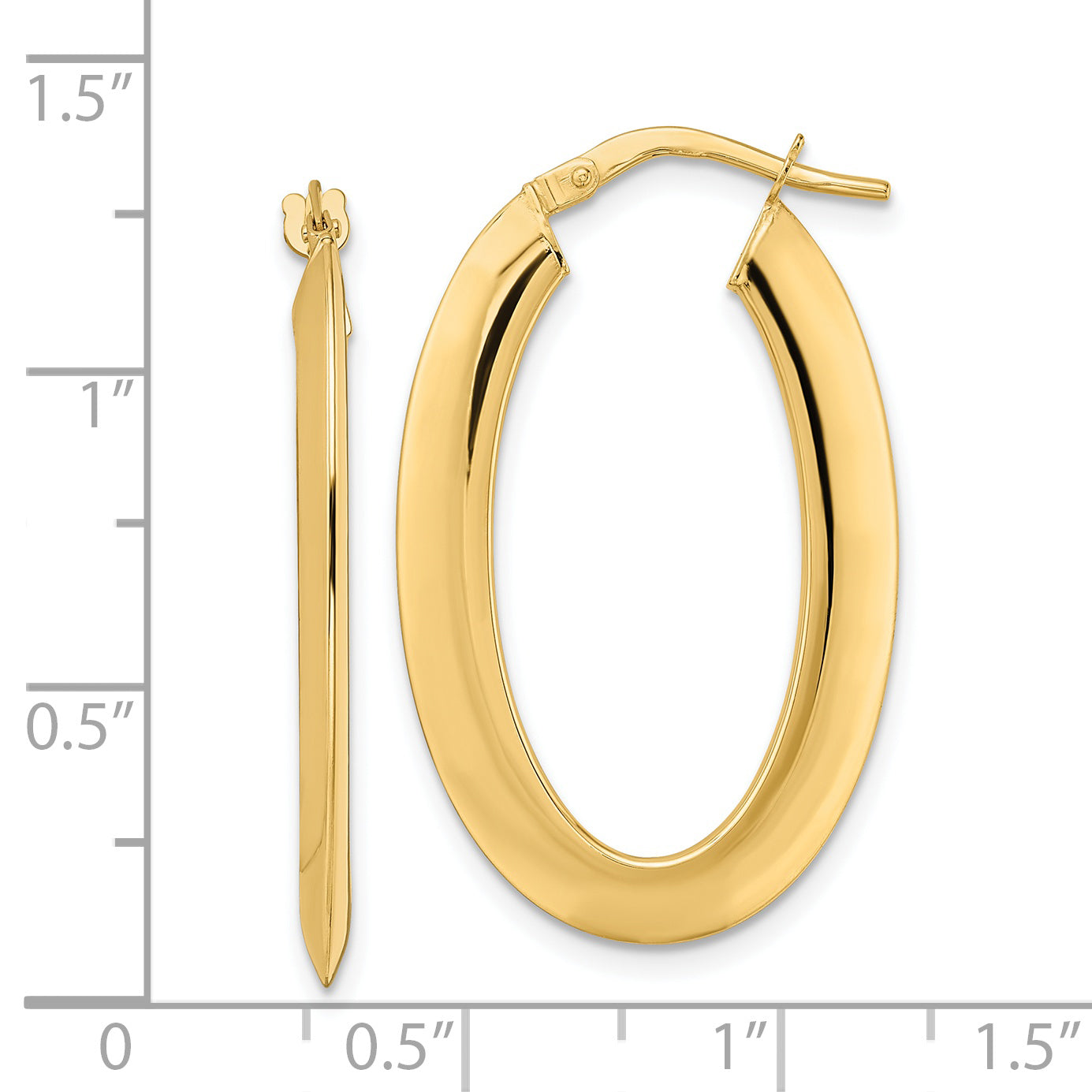 14K Polished Oval Hoop Earrings