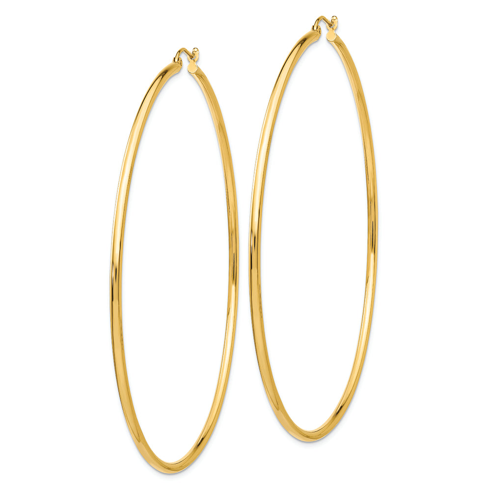 14k Polished 2x75mm Tube Hoop Earrings