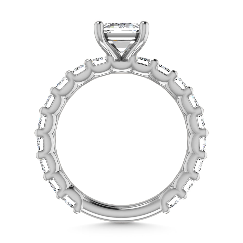 14K White Gold Diamond 2 5/8 Ct.Tw. Emerald Shape Three Fourth Way Semi Engagement Ring (1.5ct center)