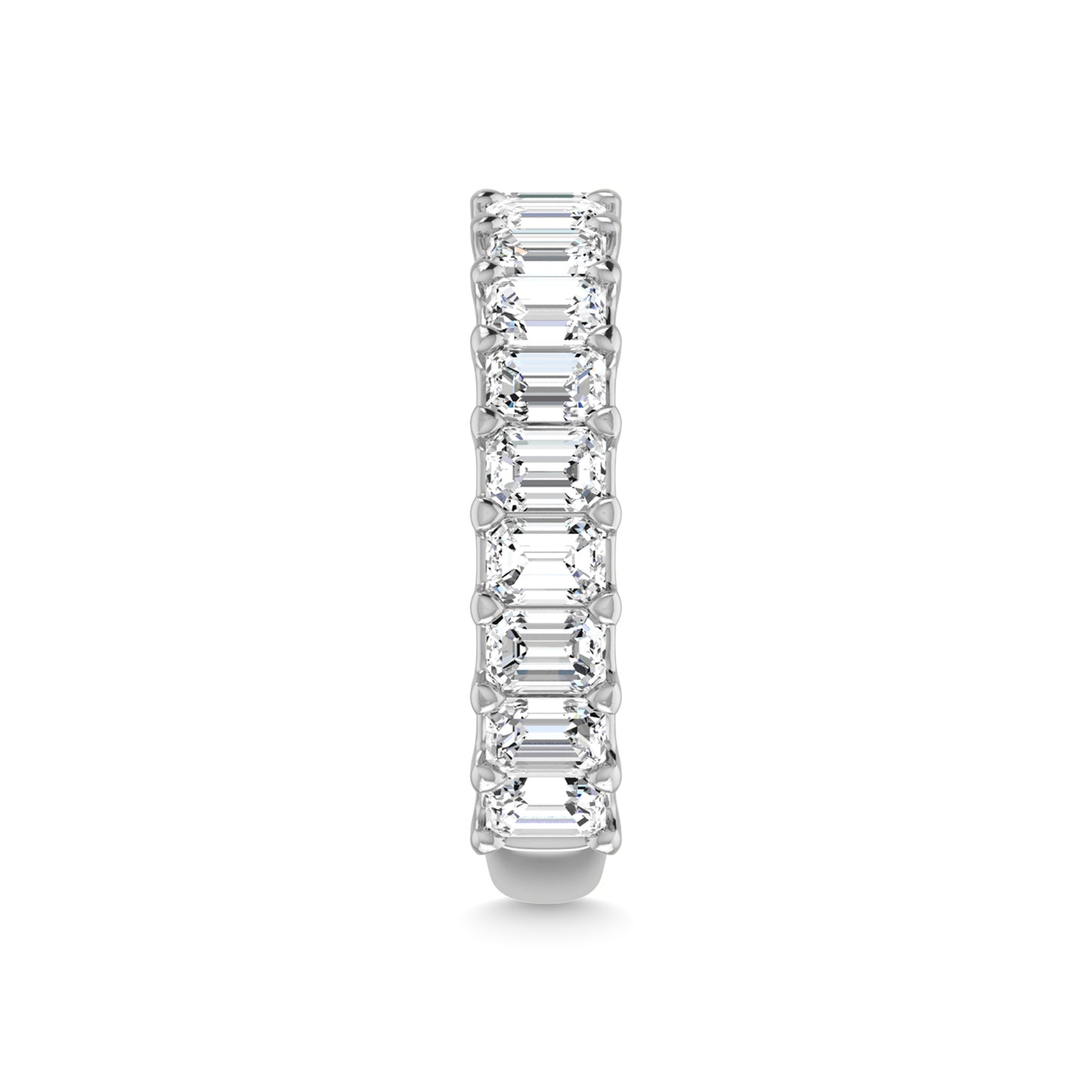 14K White Gold Lab Grown Diamond 3 3/4 Ct.Tw. Emerald Shape Three Forth Way wedding Band (size 6.5)