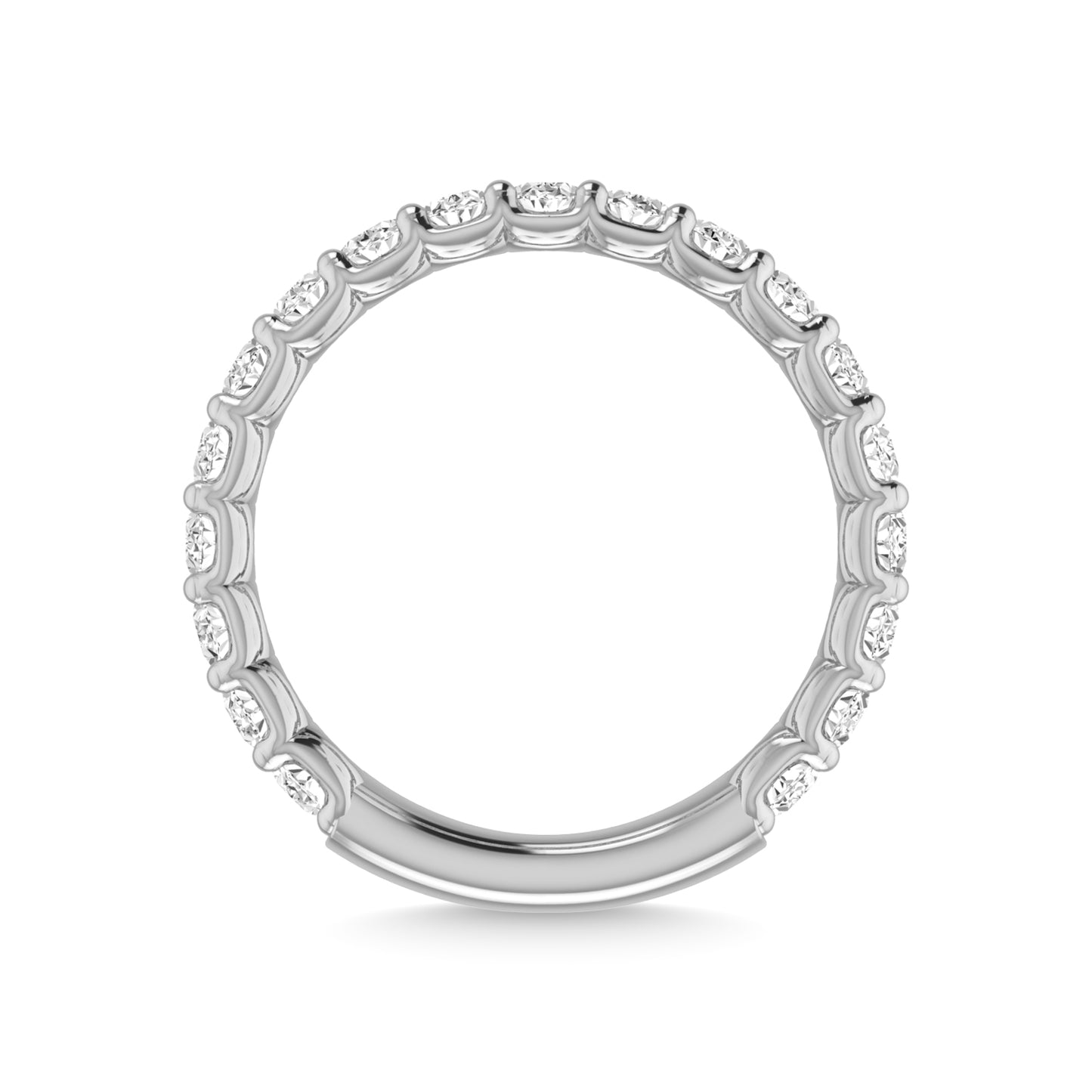 14K White Gold Diamond 1 7/8 Ct.Tw. Oval Shape Three Forth way Wedding Band