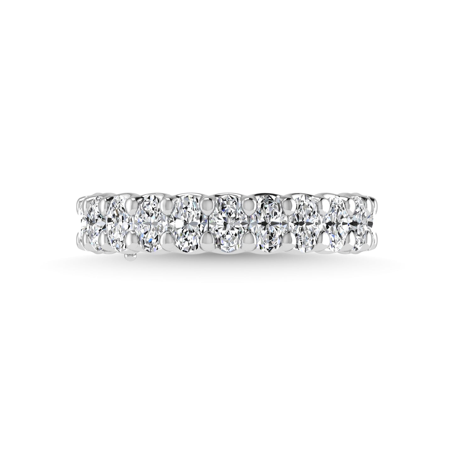 14K White Gold Diamond 2 1/2 Ct.Tw. Oval Shape Three Forth way Wedding Band
