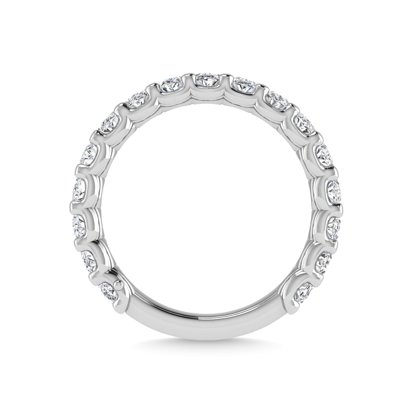 14K White Gold Diamond 2 1/2 Ct.Tw. Oval Shape Three Forth way Wedding Band