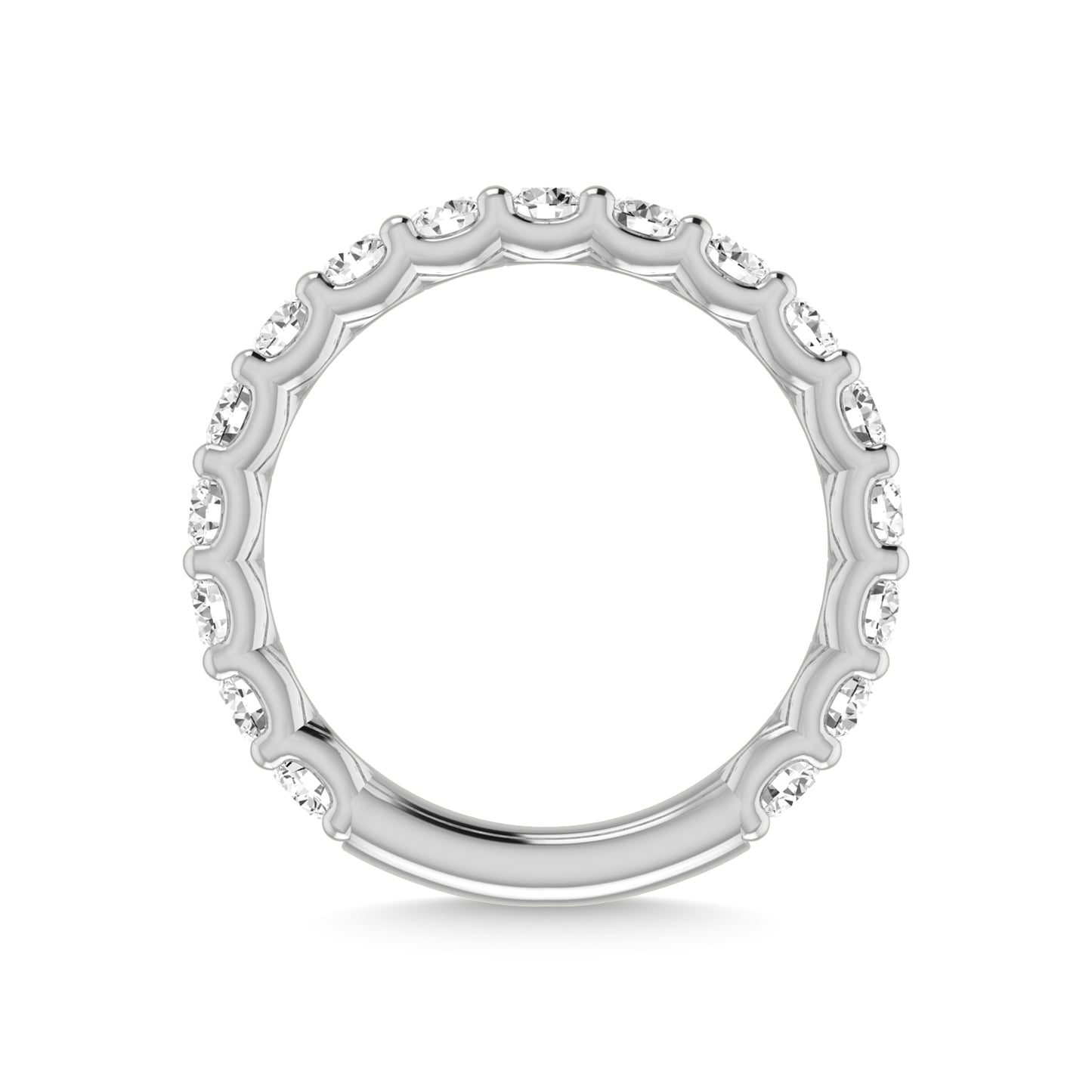 14K White Gold Lab Grown Diamond 7/8 Ct.Tw. Round Shape Three Forth Way Wedding Band (size 6.5)