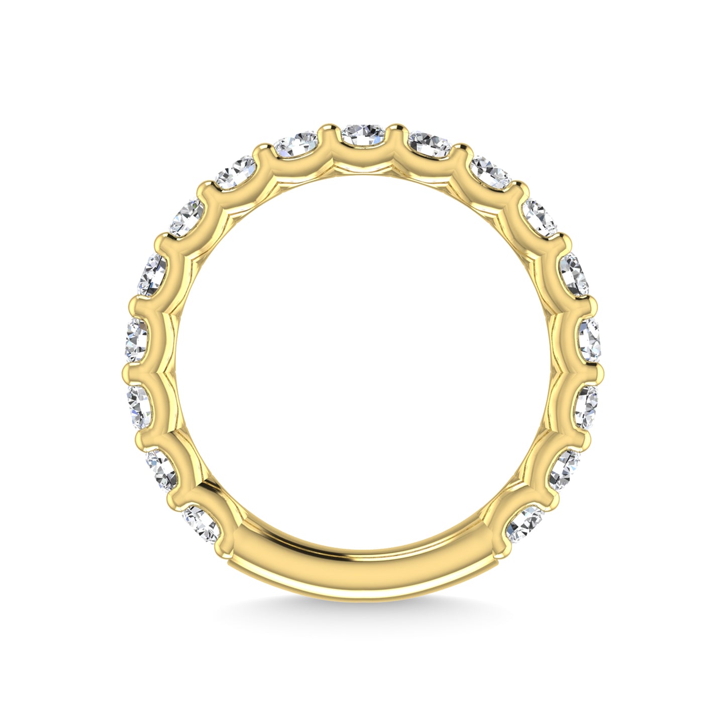 14K White Gold Diamond 7/8 Ct.Tw. Round Shape Three Forth Way wedding Band (size 6.5)