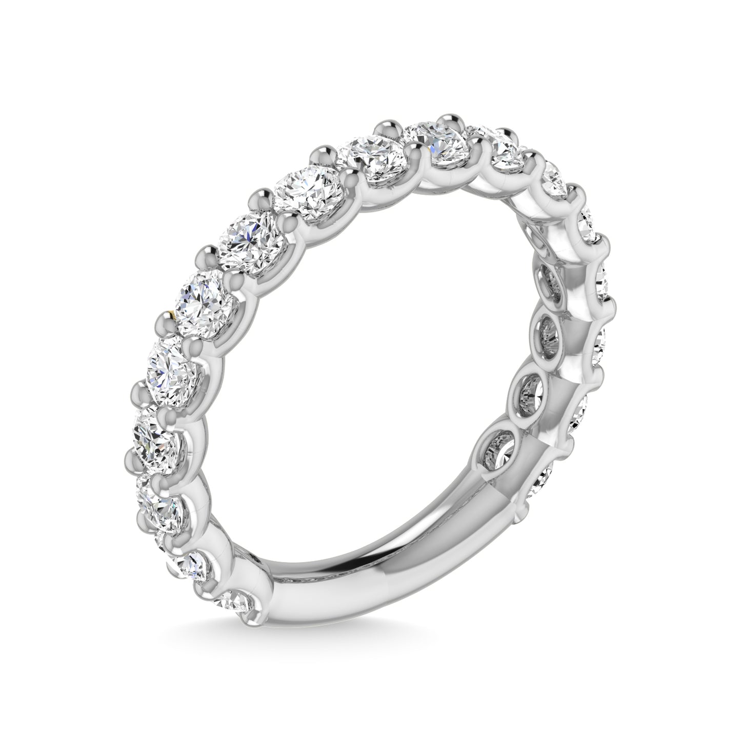 14K White Gold Lab Grown Diamond 1 3/8 Ct.Tw. Round Shape Three Forth Way Wedding Band (size 6.5)