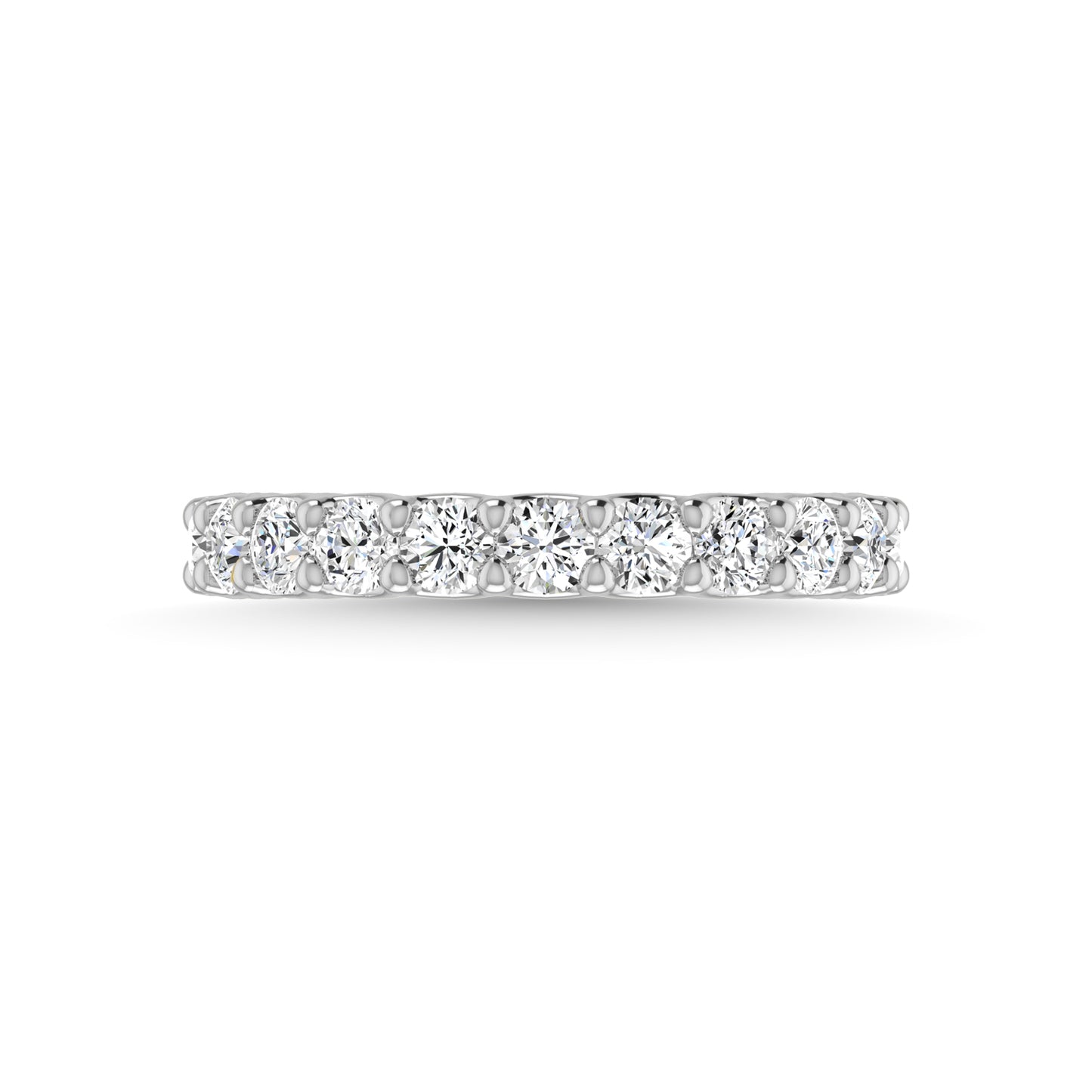 14K White Gold Lab Grown Diamond 1 3/8 Ct.Tw. Round Shape Three Forth Way Wedding Band (size 6.5)