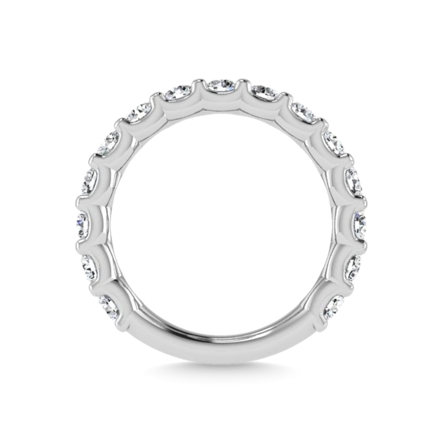 14K White Gold Lab Grown Diamond 2 1/4 Ct.Tw. Round Shape Three Fourth Way Wedding Band