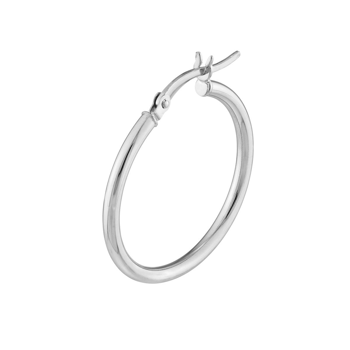 14K White Gold Polished Hoop Earrings 2mm x 25mm