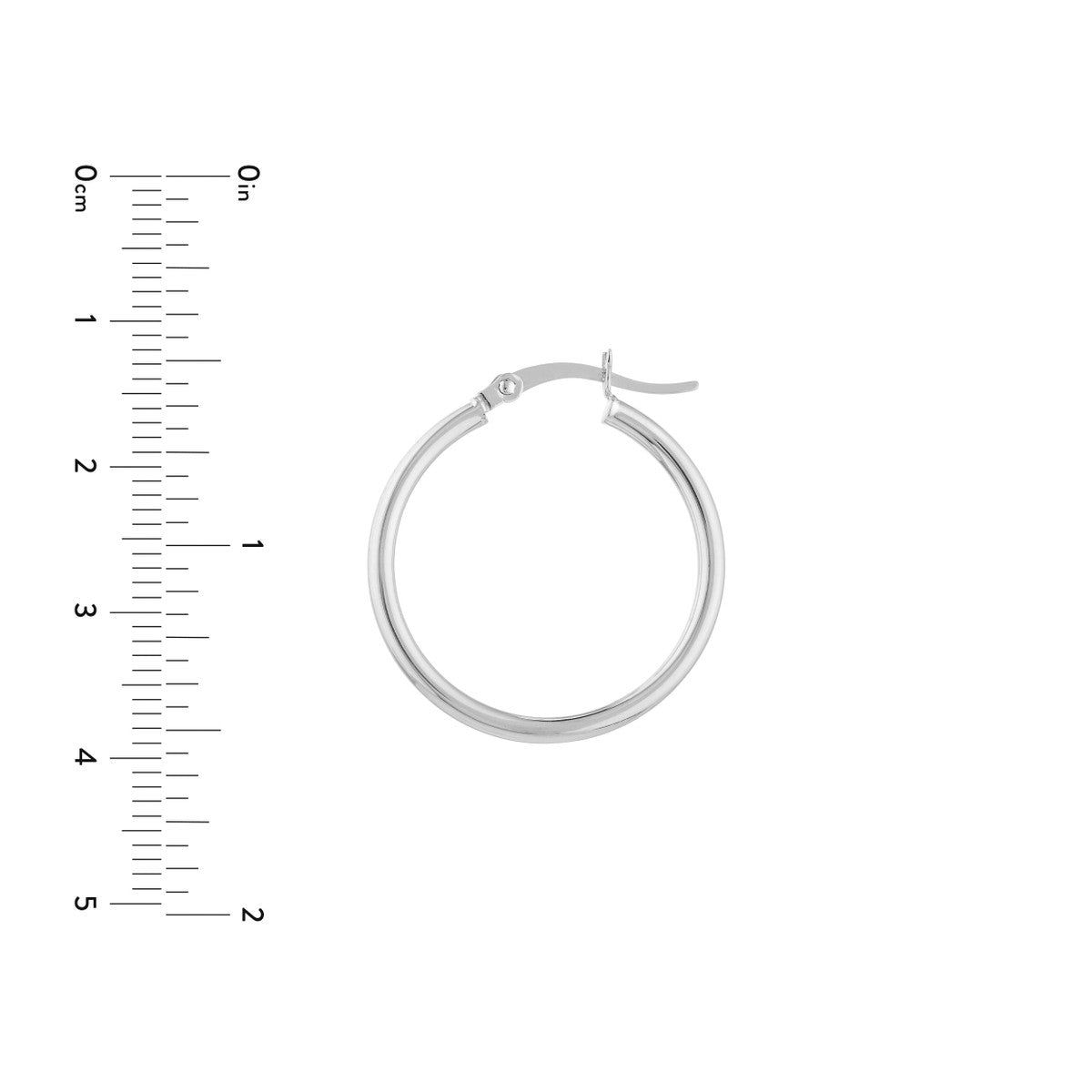 14K White Gold Polished Hoop Earrings 2mm x 25mm