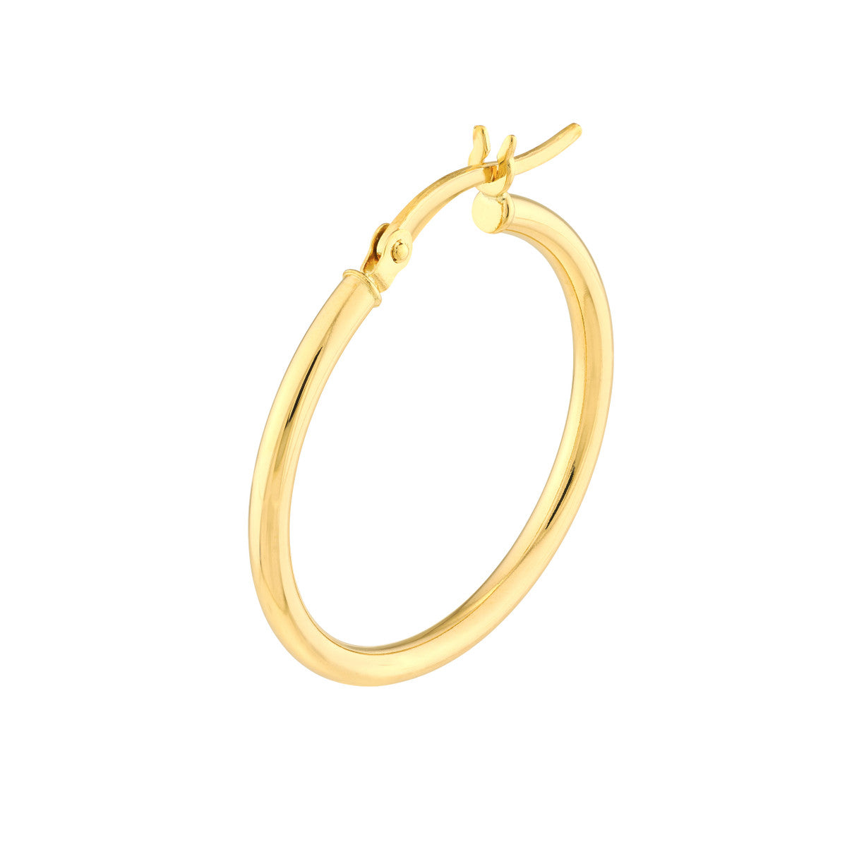 14K Yellow Gold Polished Hoop Earrings 2mm x 25mm