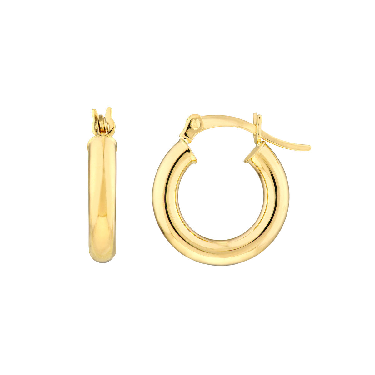 10K Yellow Gold Polished Hoop Earrings 3mm x 15mm