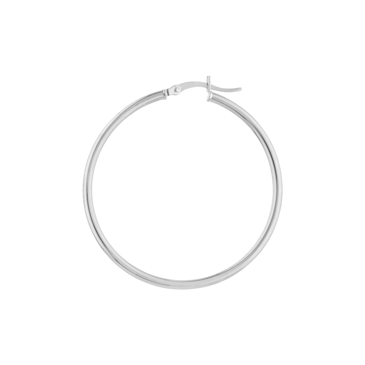 14K White Gold Polished Hoop Earrings 2mm x 40mm