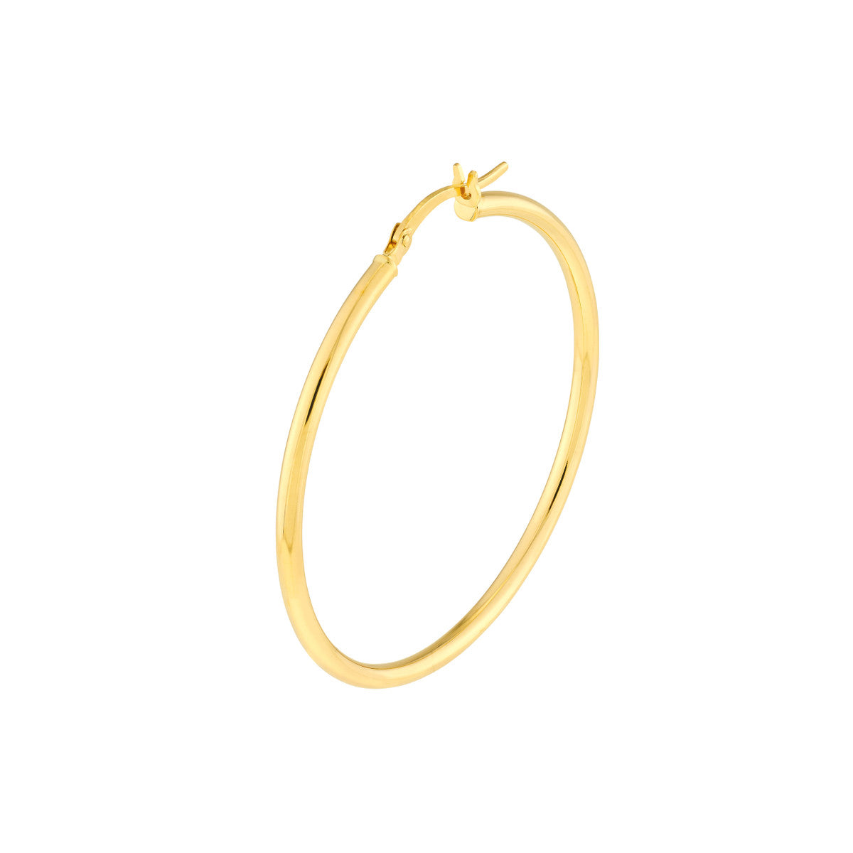 14K Yellow Gold Polished Hoop Earrings 2mm x 40mm