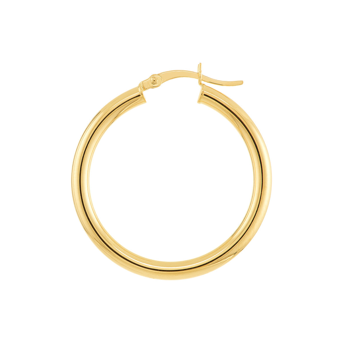 14K Yellow Gold Polished Hoop Earrings 3mm x 30mm