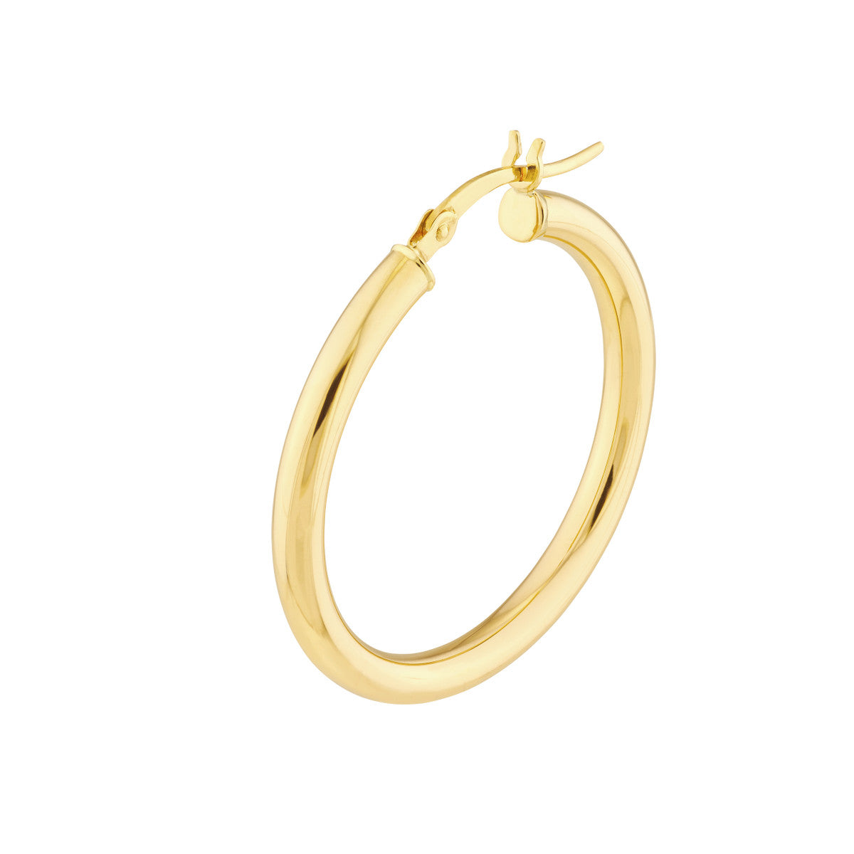 14K Yellow Gold Polished Hoop Earrings 3mm x 30mm