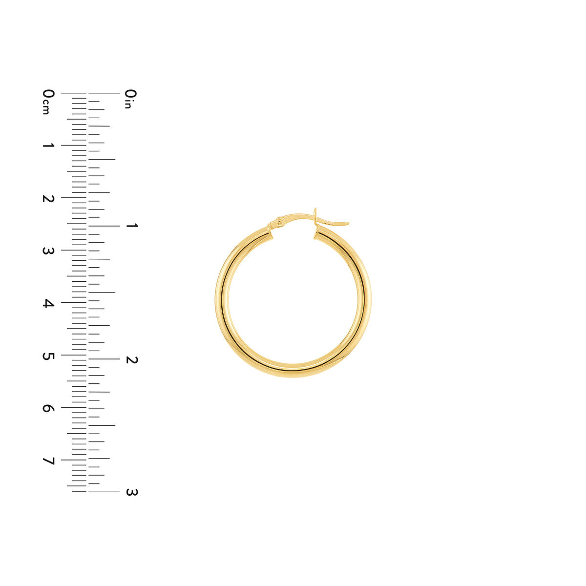 14K Yellow Gold Polished Hoop Earrings 3mm x 30mm