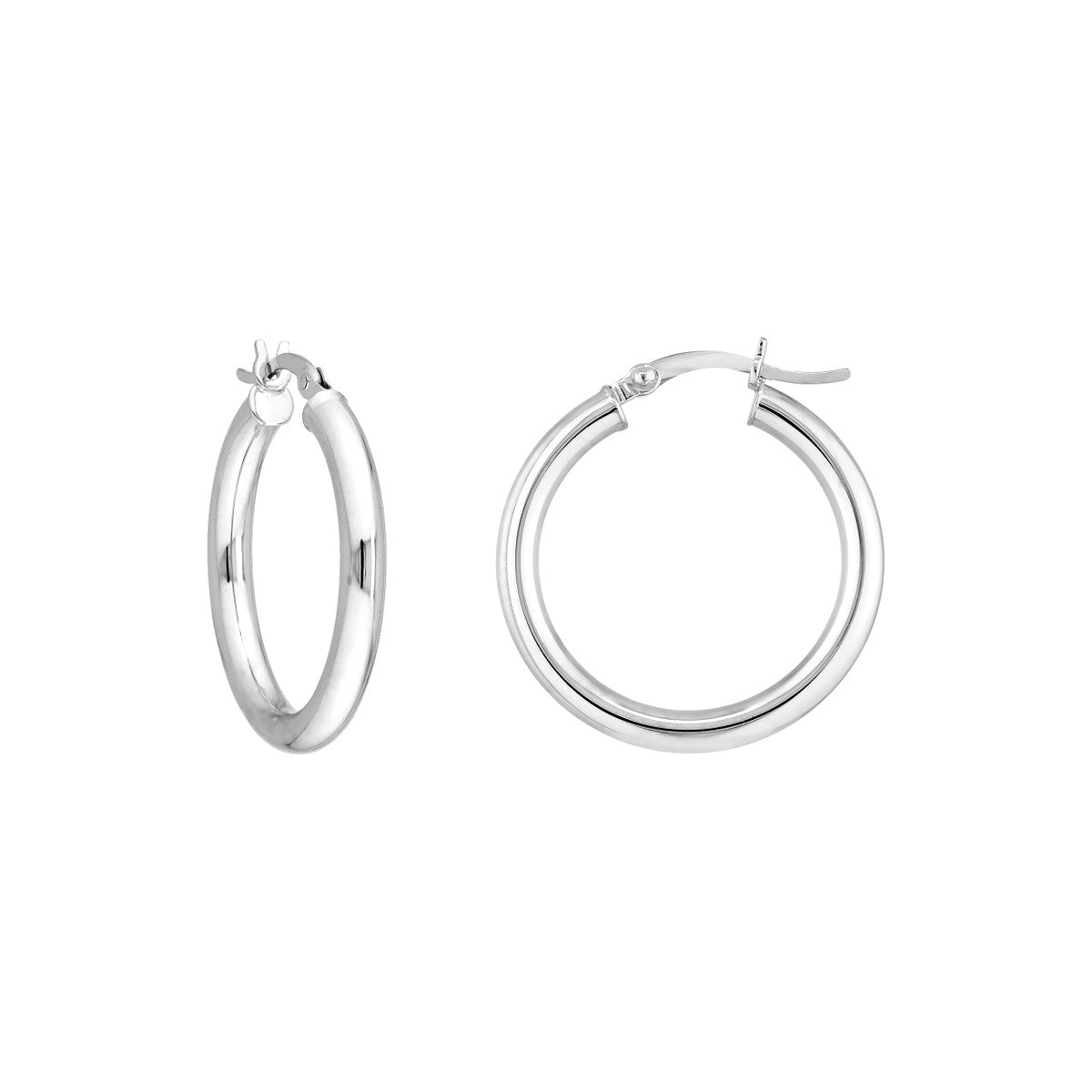 Sterling Silver Polished Hoop Earrings 3mm x 25mm