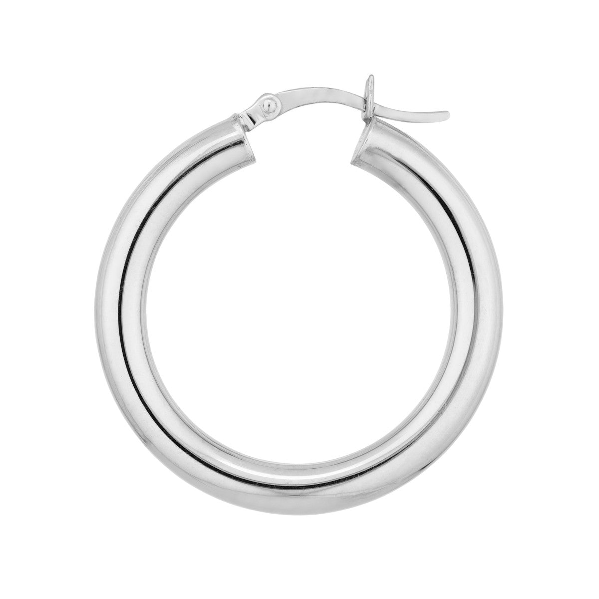 Sterling Silver Polished Hoop Earrings 4mm x 30mm