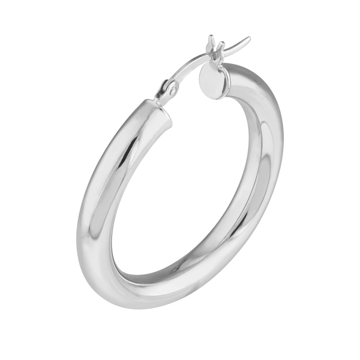 Sterling Silver Polished Hoop Earrings 4mm x 30mm