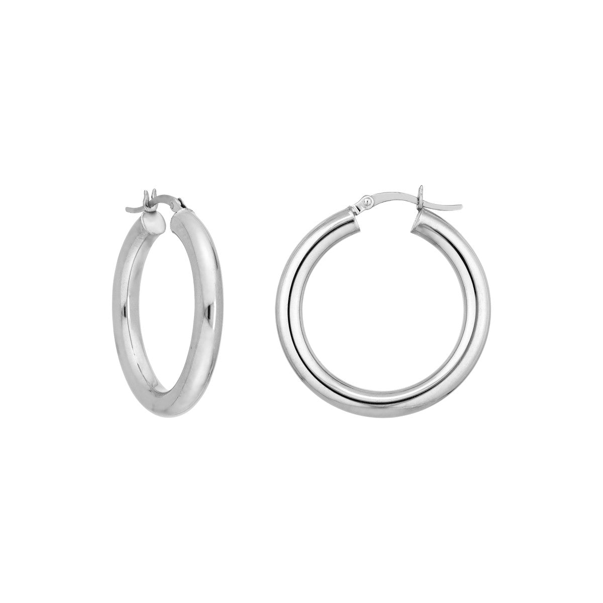 Sterling Silver Polished Hoop Earrings 4mm x 30mm