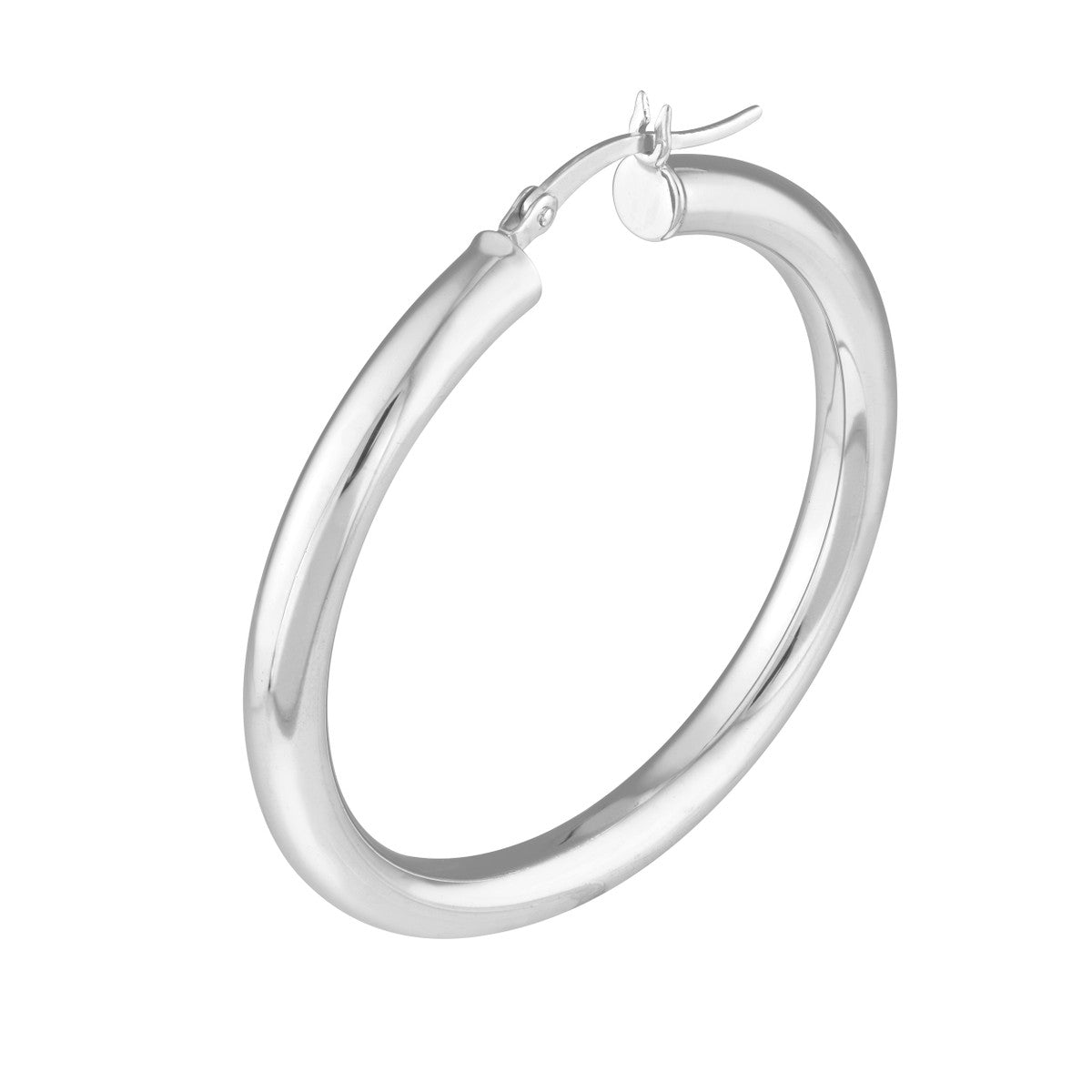 Sterling Silver Polished Hoop Earrings 4mm x 40mm