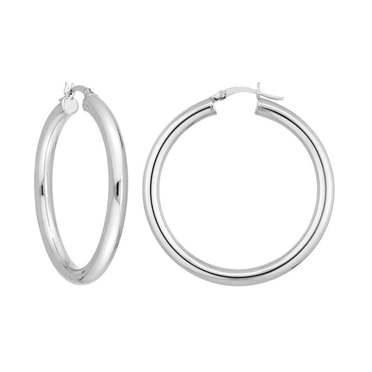 Sterling Silver Polished Hoop Earrings 4mm x 40mm