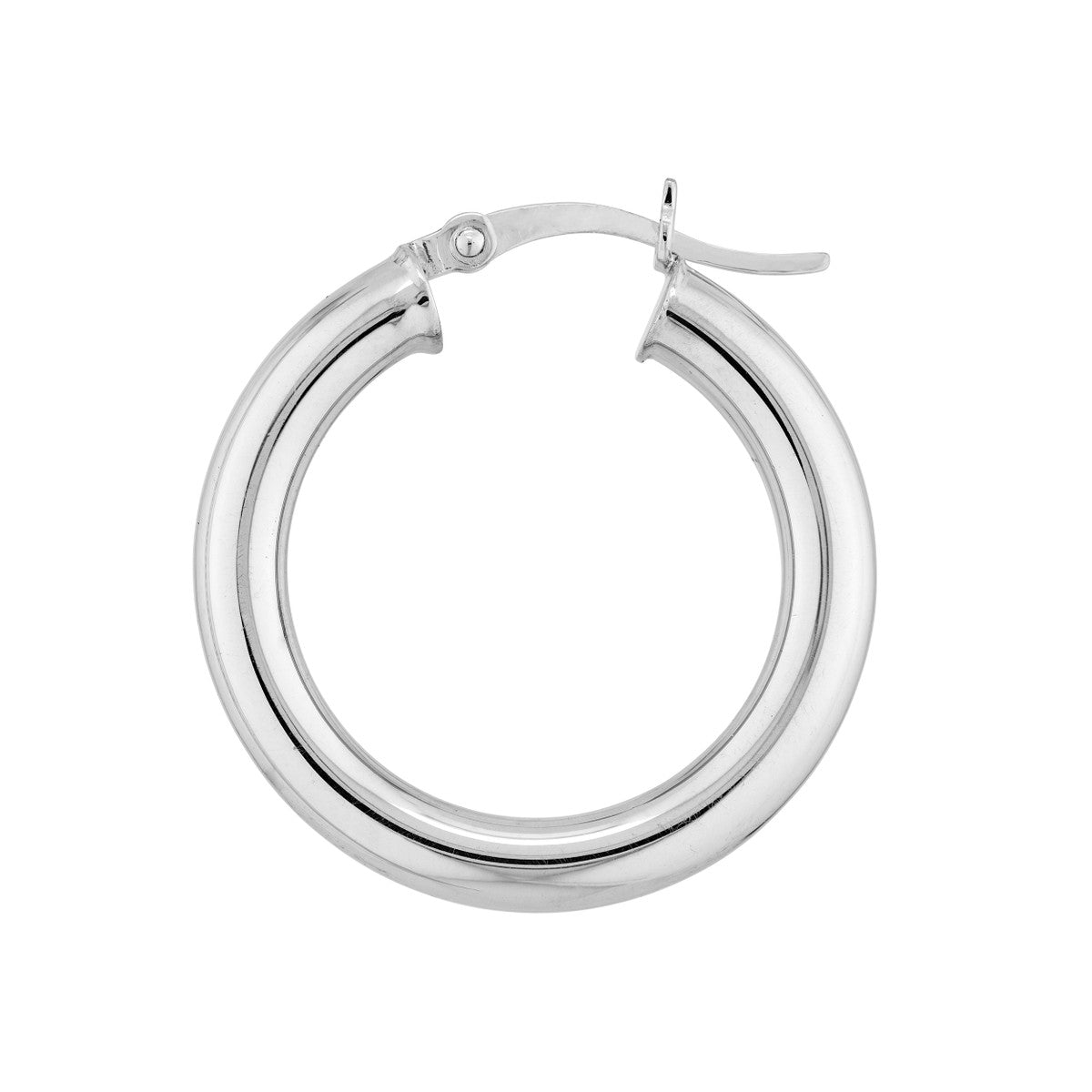 Sterling Silver Polished Hoop Earrings 4mm x 25mm