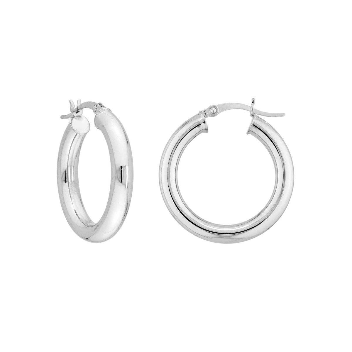 Sterling Silver Polished Hoop Earrings 4mm x 25mm