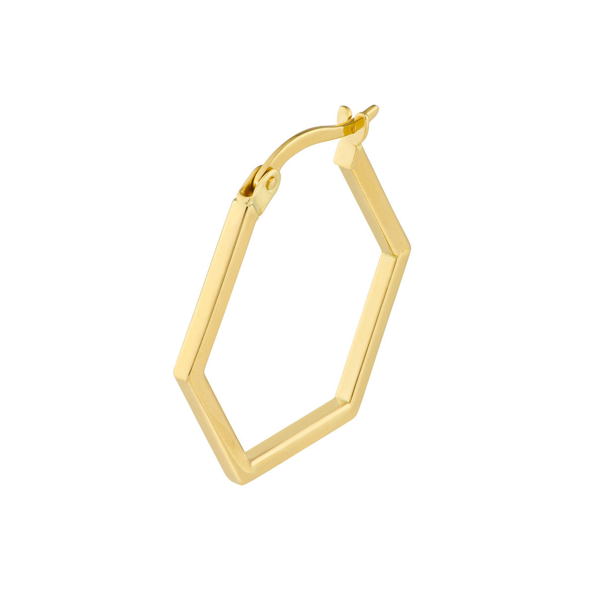 14K Yellow Gold Polished Hexagon Shape Hoops