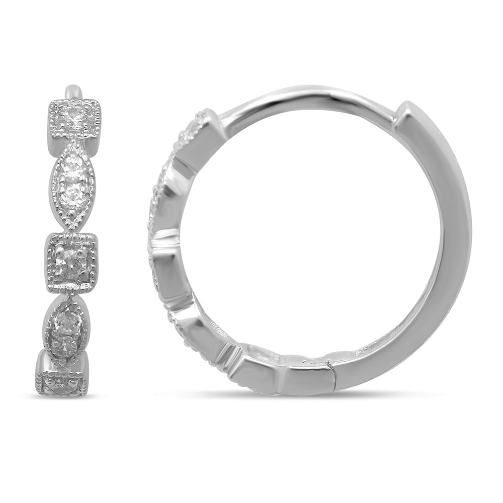 14K White Gold 1/8 Ct.Tw. Diamond Stackable Hoop Earrings