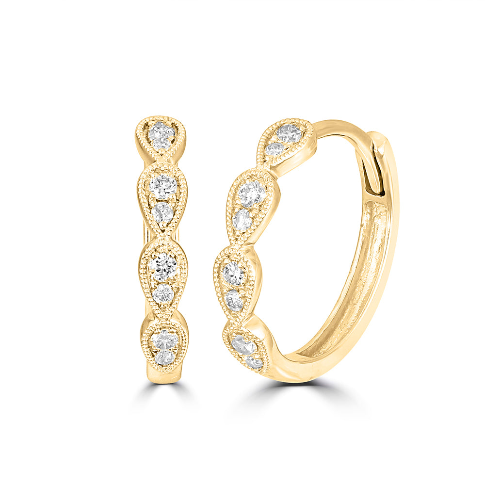 14K Yellow Gold 1/10 Ct.Tw. Diamond Stackable Hoop Earrings