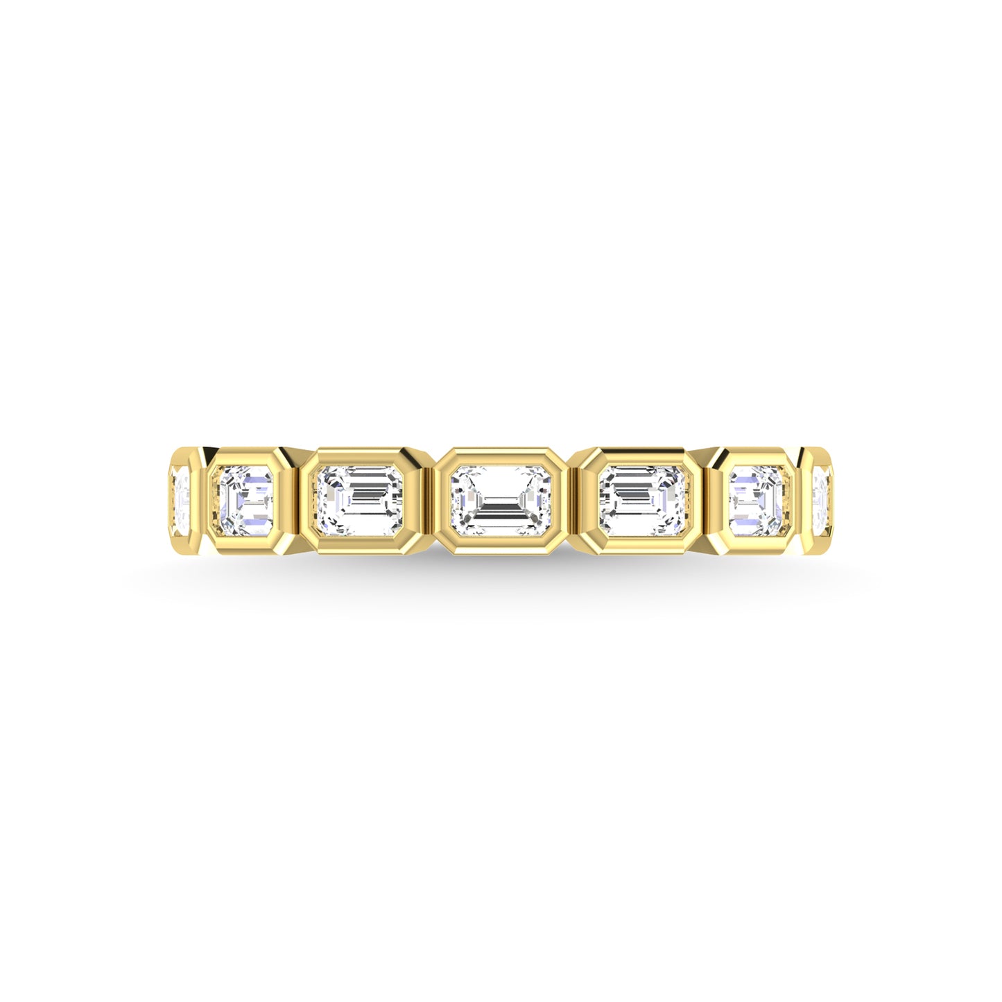 14K Yellow Gold Lab Grown Diamond 1 Ct.Tw. Emerald Shape Three Forth Way Wedding Band (size 6.5)