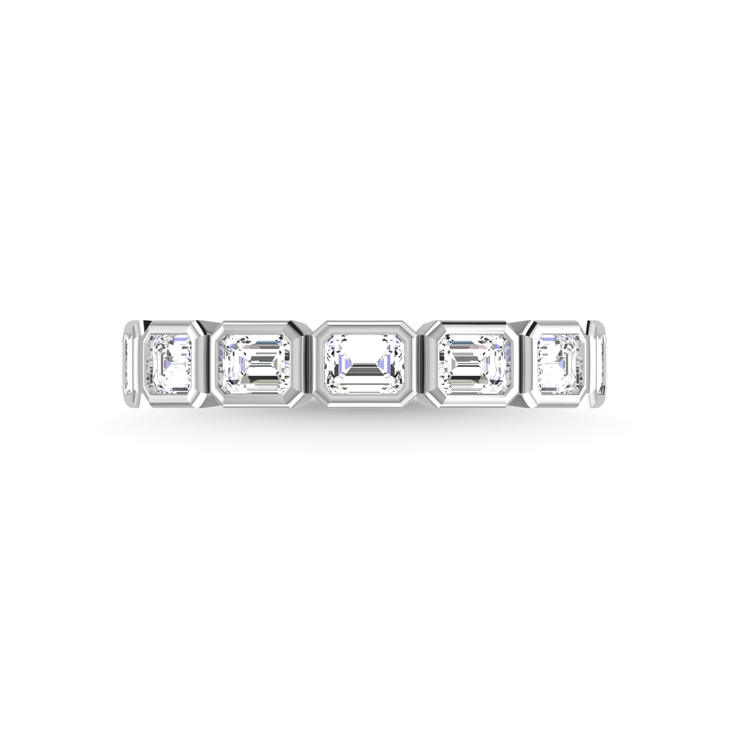 14K White Gold Lab Grown Diamond 1 3/8 Ct.Tw. Emerald Shape Three Forth Way Wedding Band (size 6.5)