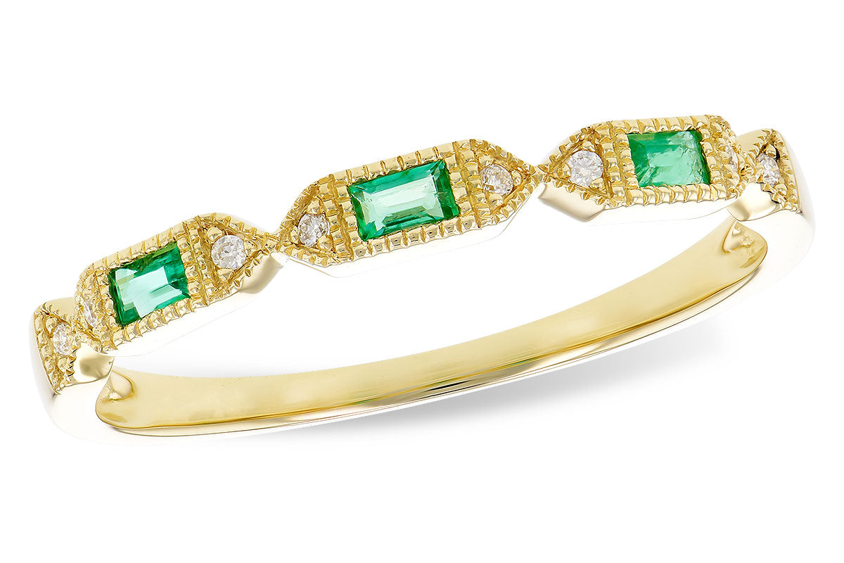 Yellow Gold Emerald and Diamond Art Deco Anniversary Band