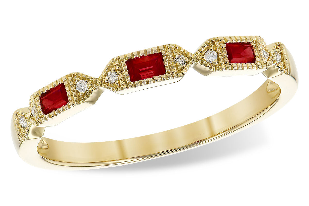 Yellow Gold Ruby and Diamond Art Deco Anniversary Band