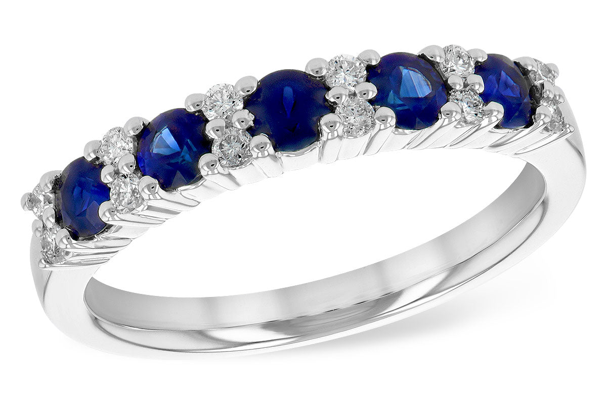 White Gold Blue Sapphire and Diamond Anniversary Band