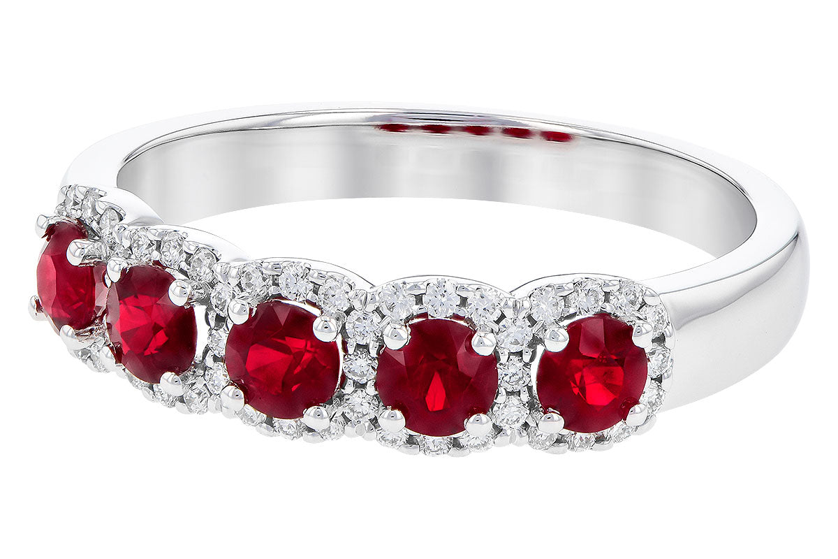 White Gold Ruby and Diamond Anniversary Band