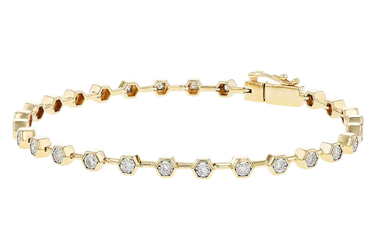 Yellow Gold Diamond Bubble Station Tennis Bracelet