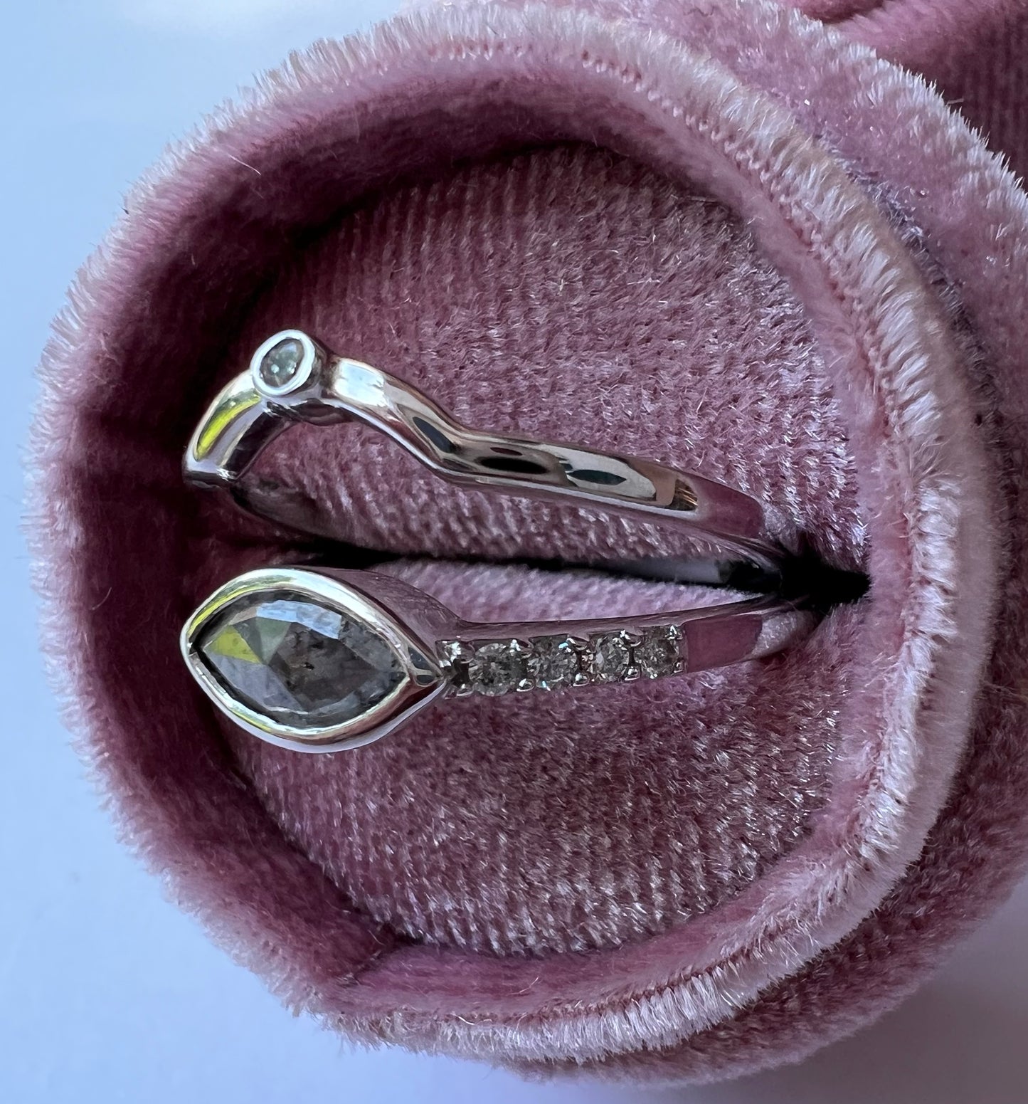 Marquise Pear Salt and Pepper Diamond Ring
